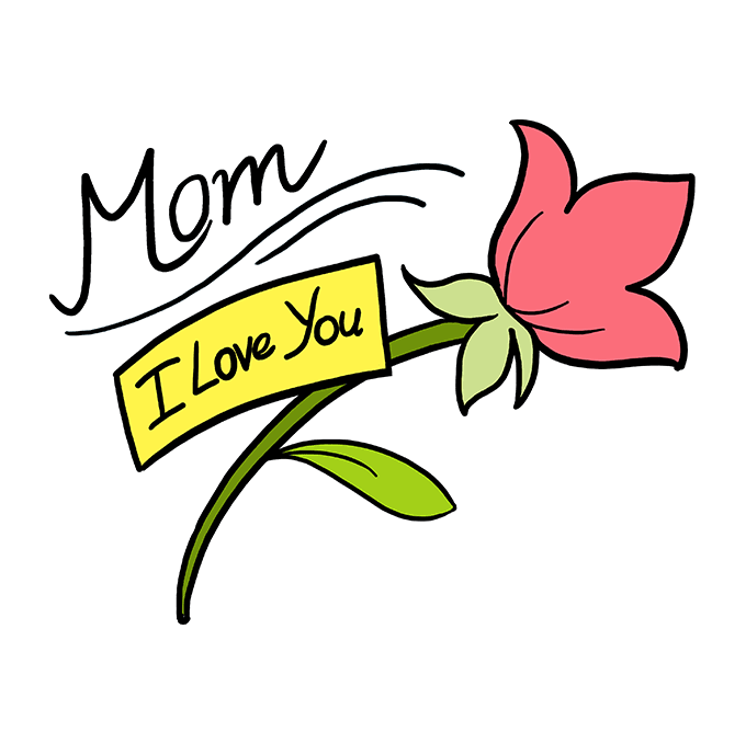 Cách vẽ hoa ngày của mẹ: Bước 10