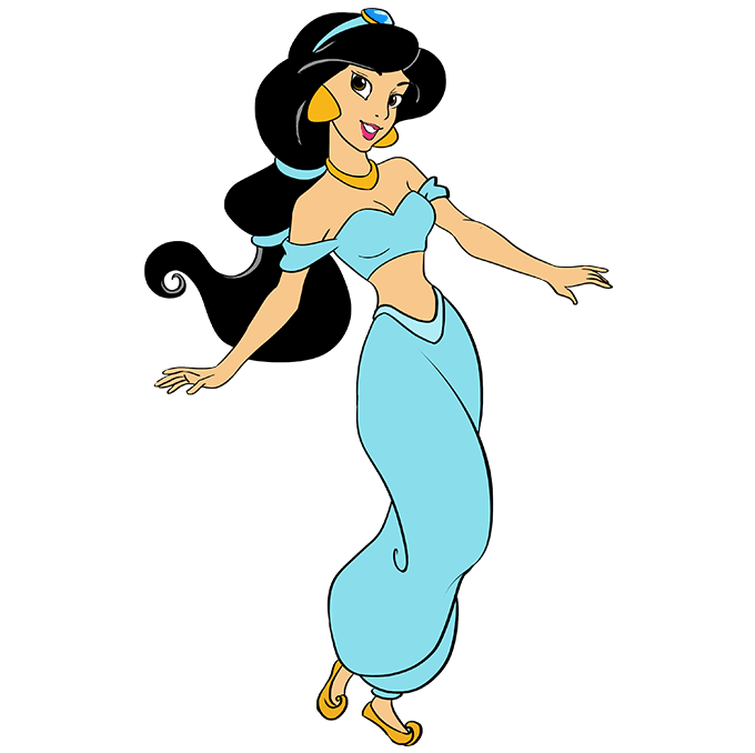 Cách vẽ công chúa Jasmine từ Aladdin của Disney: Bước 10