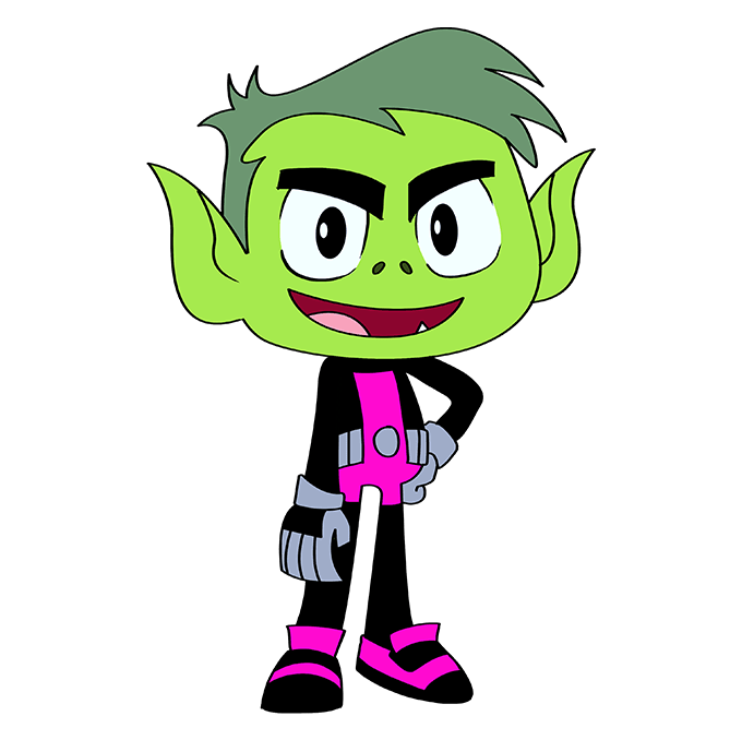 Cách vẽ Beast Boy từ Teen Titans: Bước 10