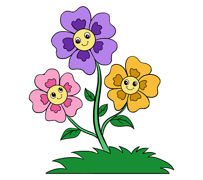 Cách vẽ hoa hoạt hình: Bước 20