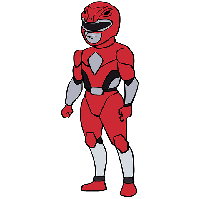 Cách vẽ Red Ranger từ Power Rangers: Bước 10