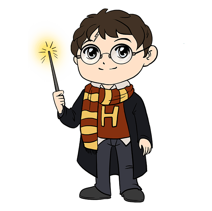 Cách vẽ Harry Potter: Bước 10