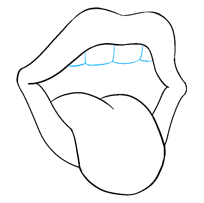 Cách vẽ miệng và lưỡi: Bước 8