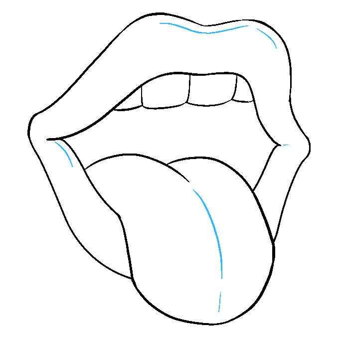 Cách vẽ miệng và lưỡi: Bước 9