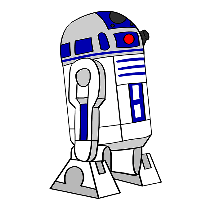 Cách vẽ R2-D2 từ Chiến tranh giữa các vì sao: Bước 10