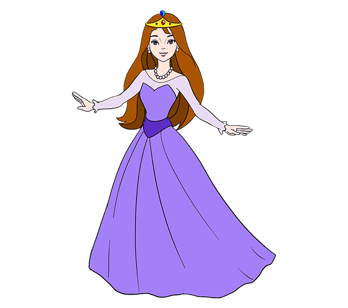 Cách vẽ công chúa hoạt hình: Bước 20