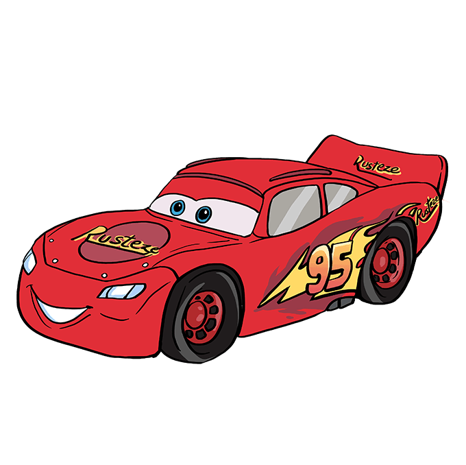 Cách vẽ Lightning McQueen: Bước 10