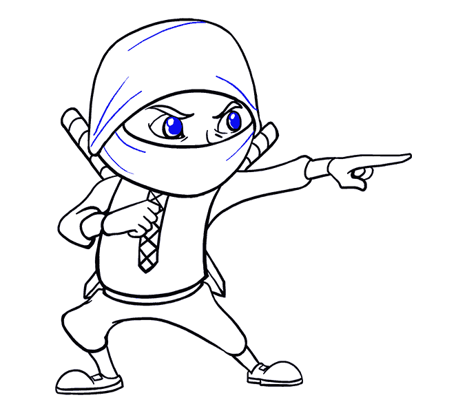 Cách vẽ Ninja hoạt hình: Bước 19
