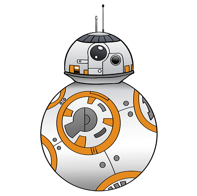 Cách vẽ BB-8 từ Chiến tranh giữa các vì sao: Bước 10