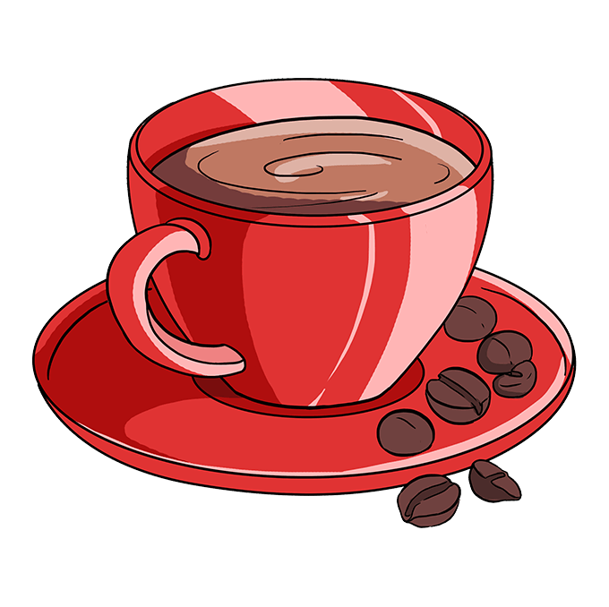 Cách vẽ cốc cà phê: Bước 10