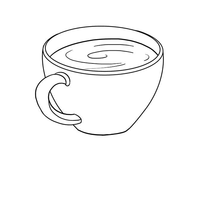 Cách vẽ cốc cà phê: Bước 5