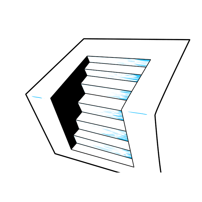 Cách vẽ cầu thang 3D: Bước 9