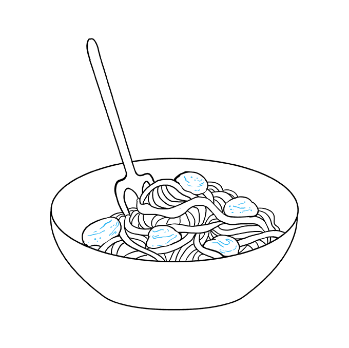 Cách vẽ Spaghetti: Bước 9