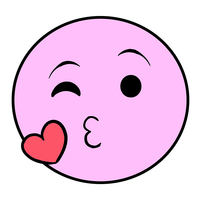 Cách vẽ Kiss Emoji: Bước 6