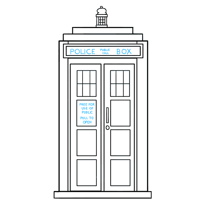 Cách vẽ Tardis: Bước 9