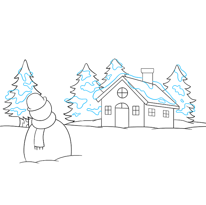 Cách vẽ phong cảnh mùa đông: Bước 7