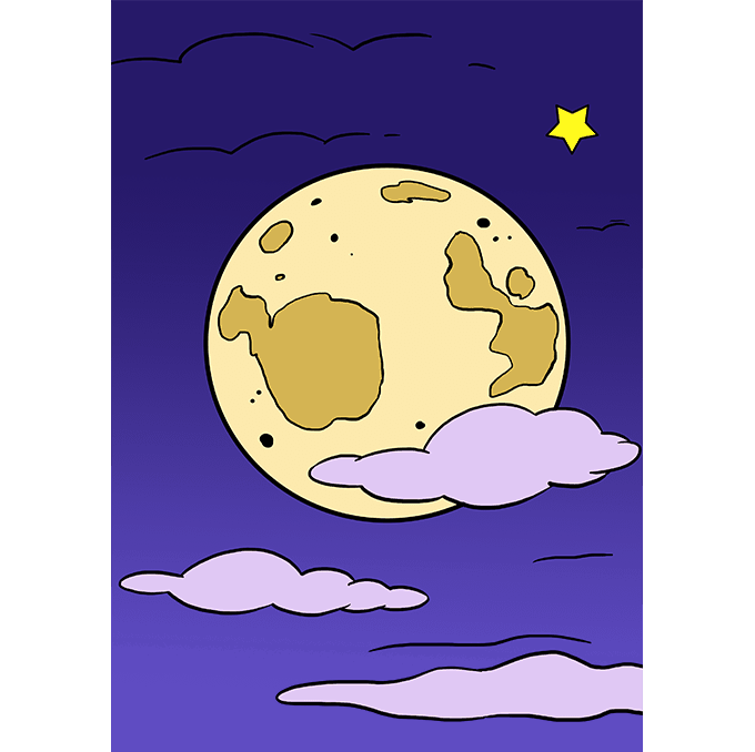 Cách vẽ mặt trăng: Bước 10