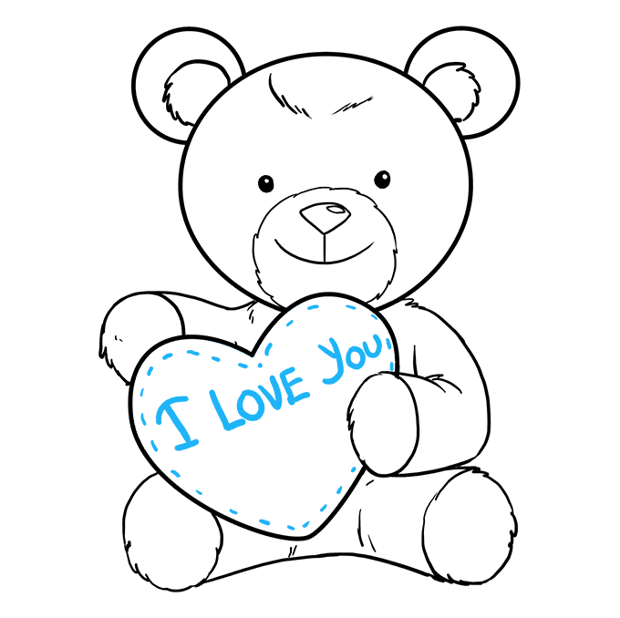 Cách vẽ gấu Teddy bằng trái tim: Bước 9