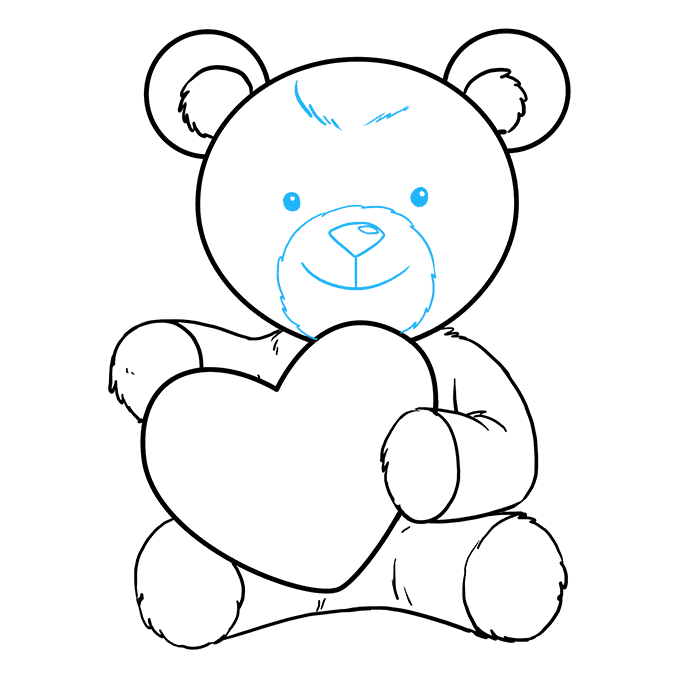 Cách vẽ gấu Teddy bằng trái tim: Bước 8