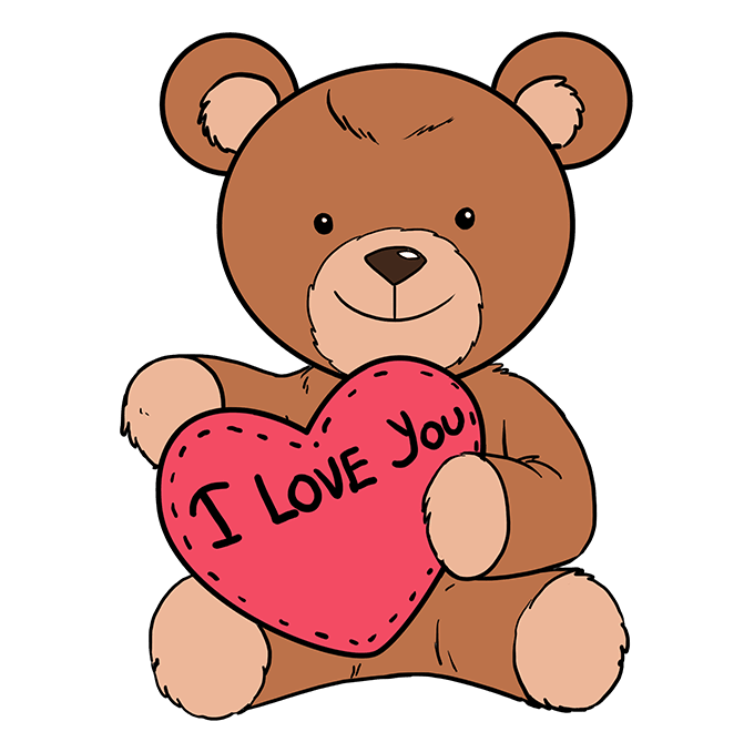 Cách vẽ gấu Teddy bằng trái tim: Bước 10