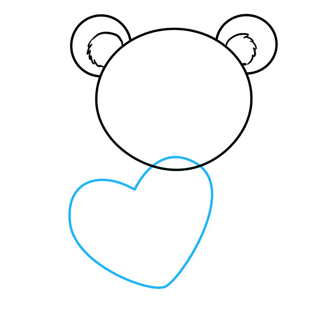 Cách vẽ gấu Teddy bằng trái tim: Bước 3