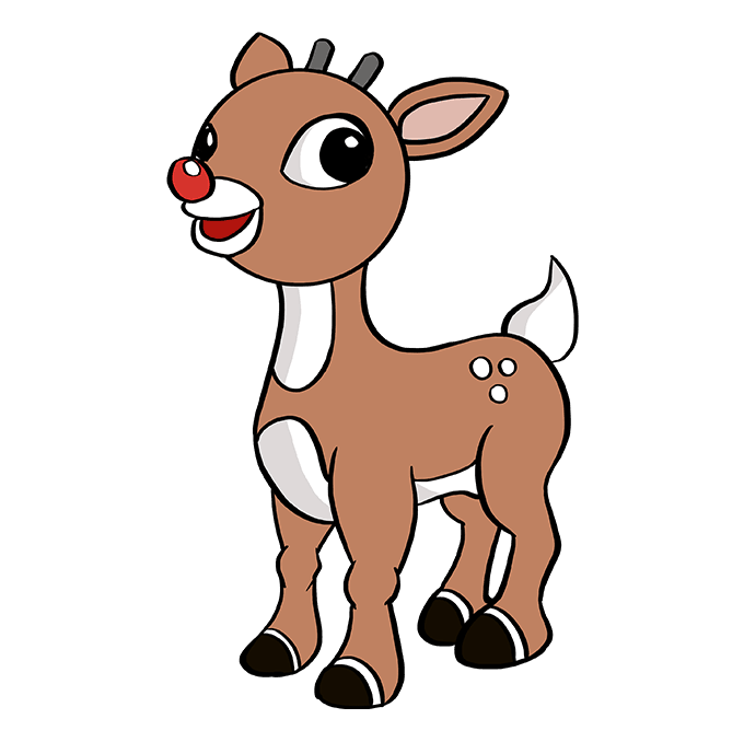 Cách vẽ tuần lộc mũi đỏ của Rudolph: Bước 10