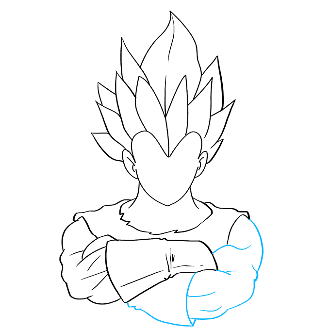 Cách vẽ Vegeta từ Dragon Ball: Bước 5