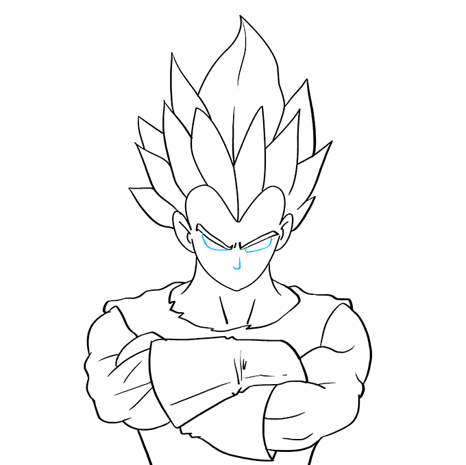 Cách vẽ Vegeta từ Dragon Ball: Bước 8