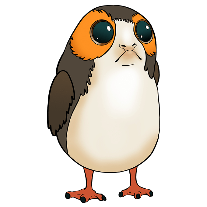 Cách vẽ Porg từ Star Wars: Bước 10