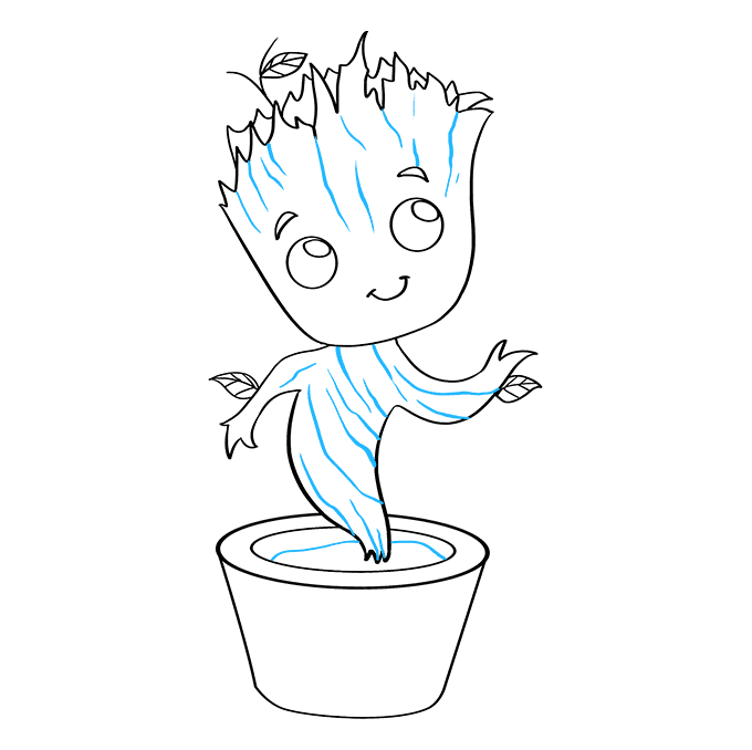 Cách vẽ Baby Groot: Bước 9