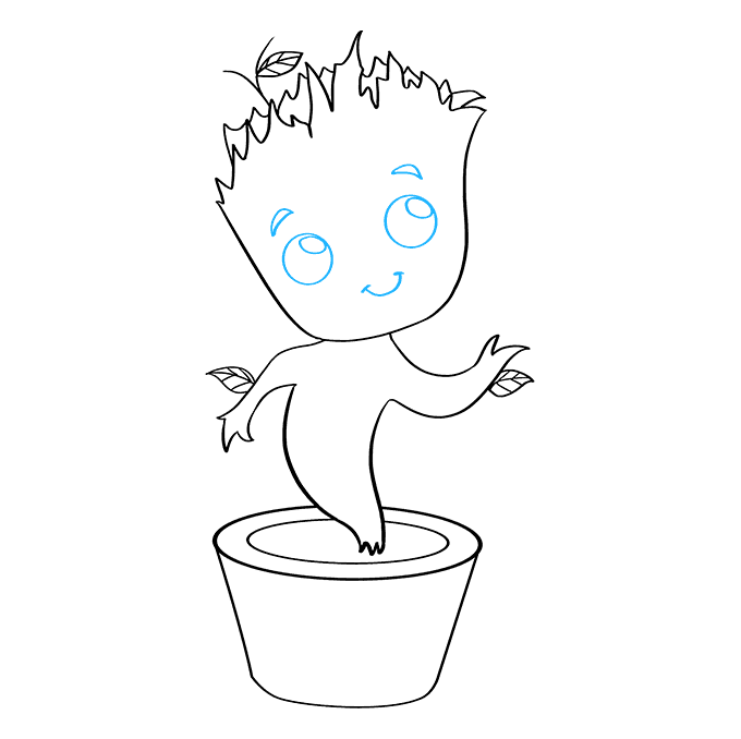 Cách vẽ Baby Groot: Bước 8