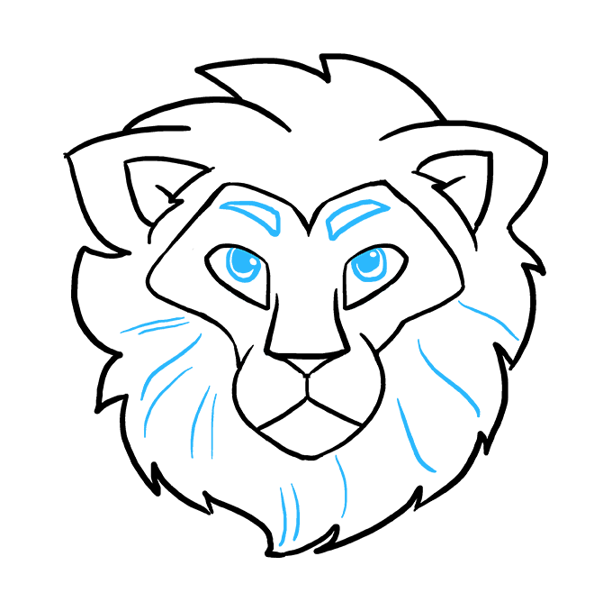 Cách vẽ đầu sư tử: Bước 9
