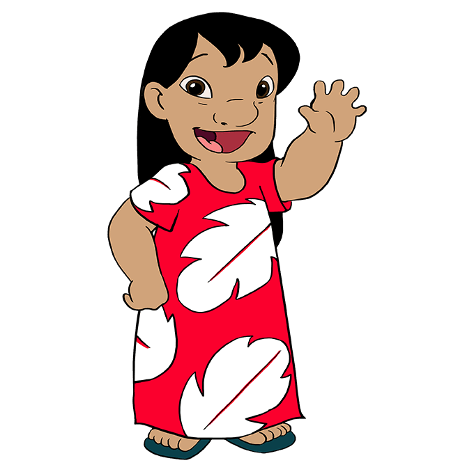 Cách vẽ Lilo trong Lilo và Stitch: Bước 10