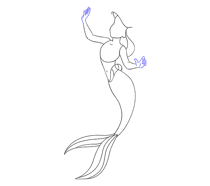 Cách vẽ nàng tiên cá Ariel: Bước 14
