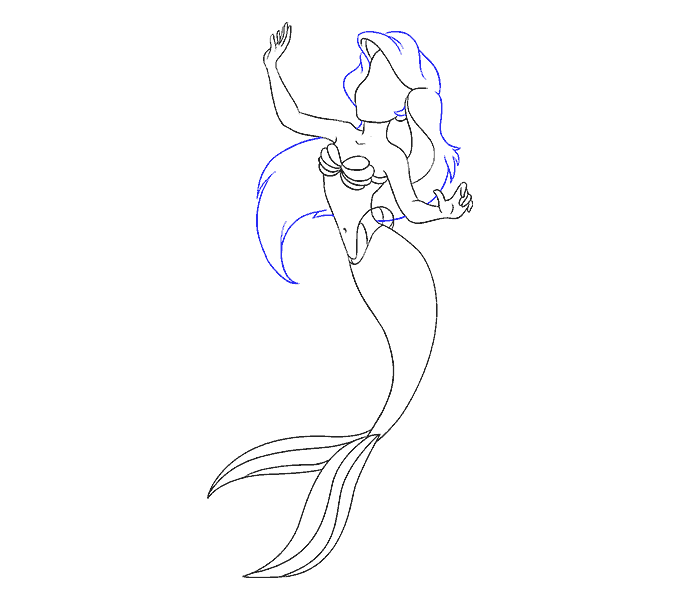Cách vẽ nàng tiên cá Ariel: Bước 17