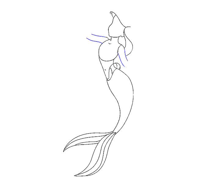 Cách vẽ nàng tiên cá Ariel: Bước 12