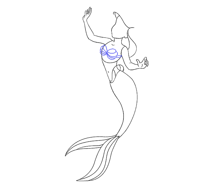 Cách vẽ nàng tiên cá Ariel: Bước 15