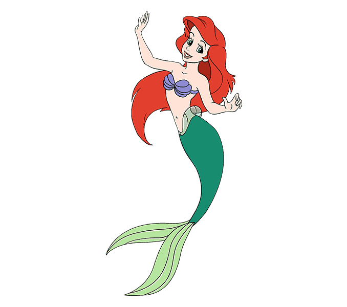 Cách vẽ nàng tiên cá Ariel: Bước 20