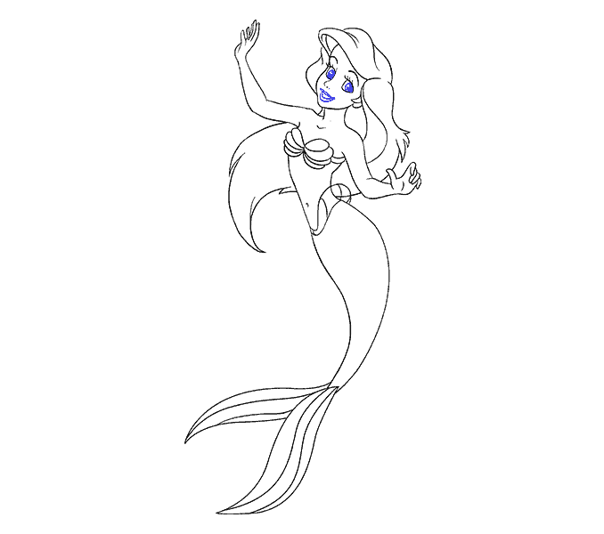 Cách vẽ nàng tiên cá Ariel: Bước 19
