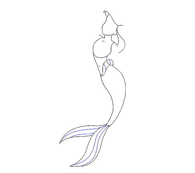 Cách vẽ nàng tiên cá Ariel: Bước 11