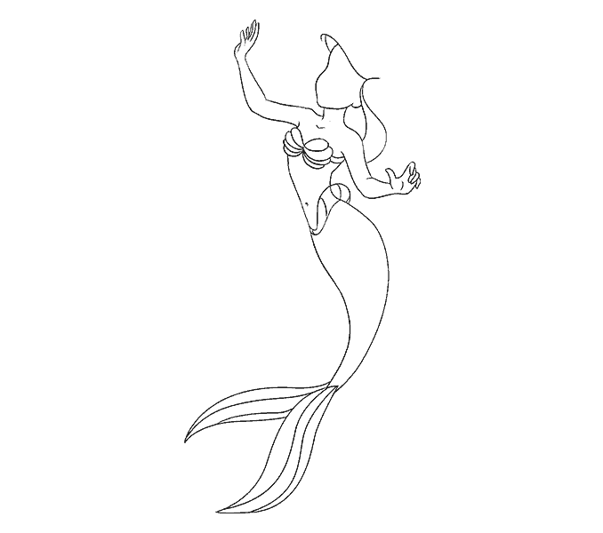 Cách vẽ nàng tiên cá Ariel: Bước 16