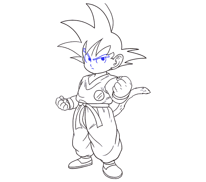 Cách vẽ Goku: Bước 19