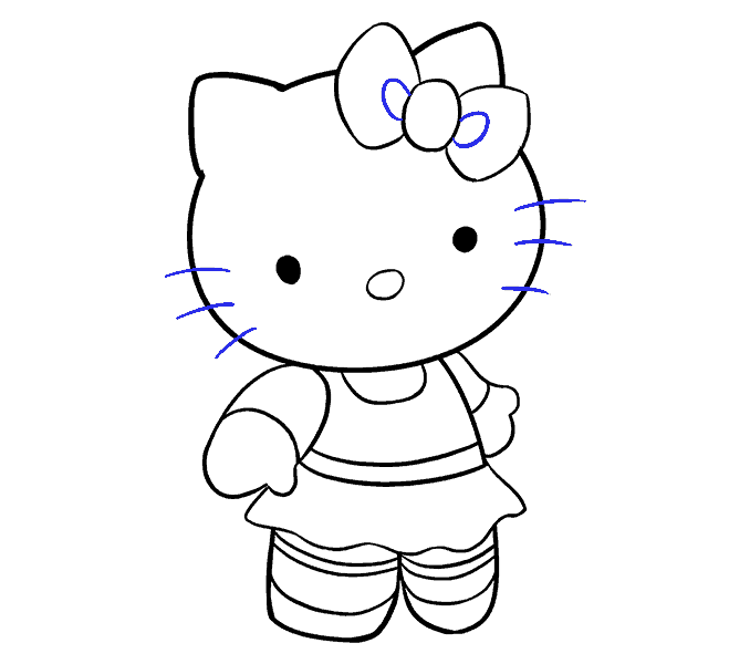 Cách vẽ Hello Kitty: Bước 19