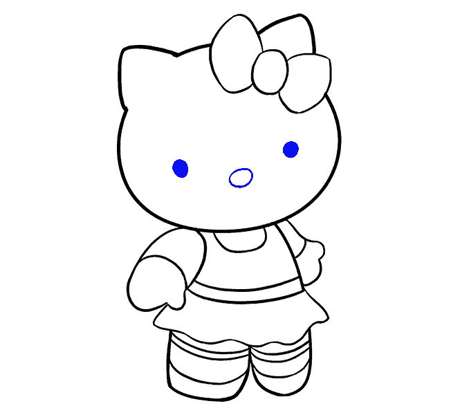 Cách vẽ Hello Kitty: Bước 18