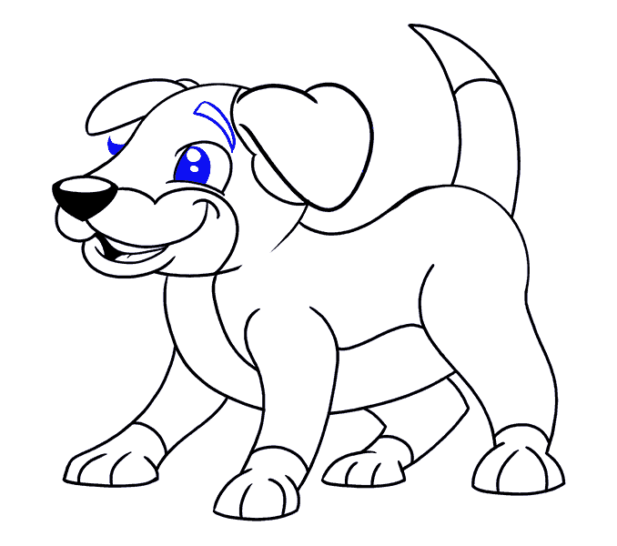 Cách vẽ chú chó hoạt hình: Bước 18
