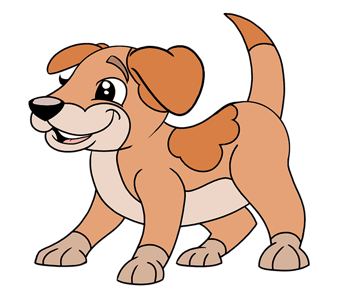 Cách vẽ chú chó hoạt hình: Bước 20