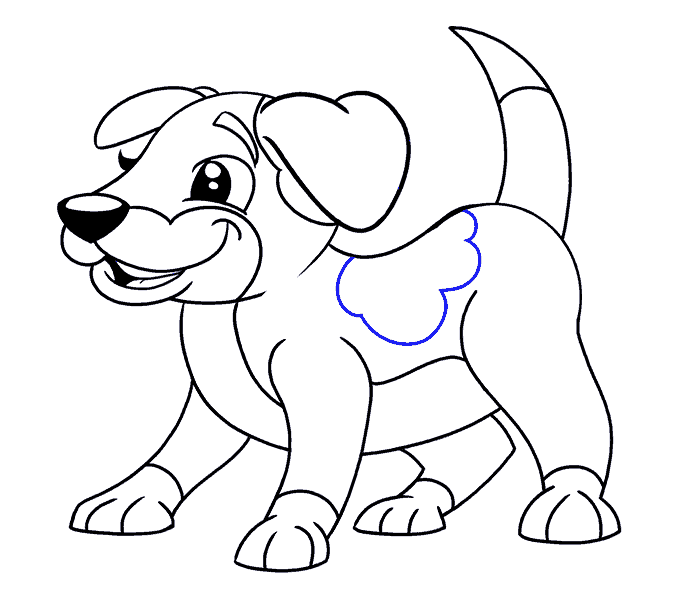 Cách vẽ chú chó hoạt hình: Bước 19