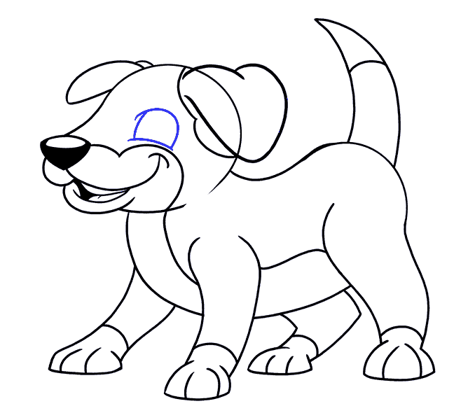 Cách vẽ chú chó hoạt hình: Bước 17