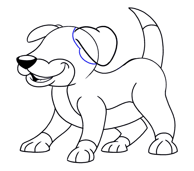 Cách vẽ chú chó hoạt hình: Bước 16