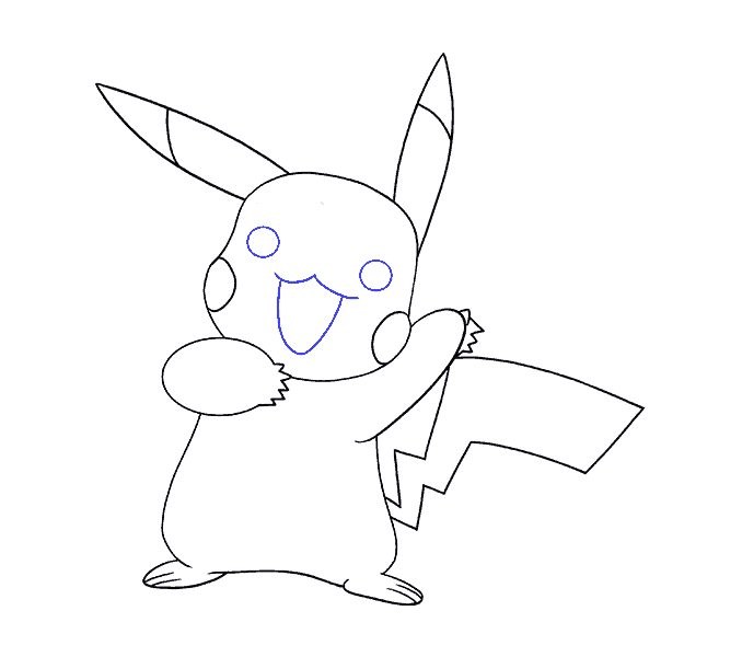 Cách vẽ Pikachu: Bước 18
